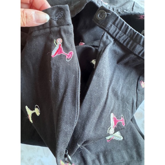 Women's Black Embroidered Cocktails Drinks Wide Leg Pants Size 16 - Picture 6 of 8